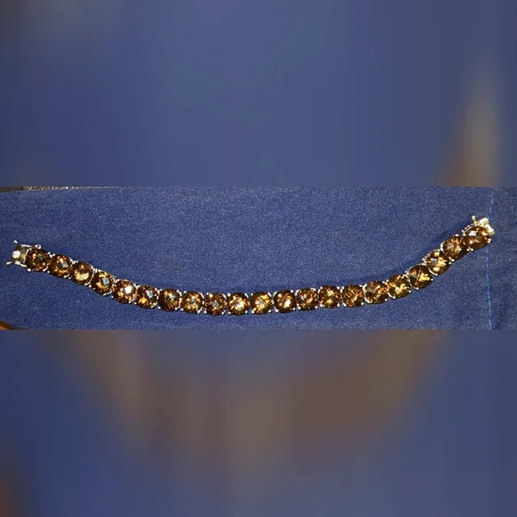 Affinity Gems Cushion Cut Gemstone Bold Tennis Bracelet Sterling Smokey  Quartz